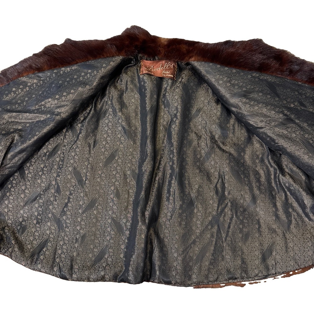 Vintage 1950s Bedell's Furs Mink Jacket Mahogany Brown Shawl Collar Coat - Picture 5 of 11